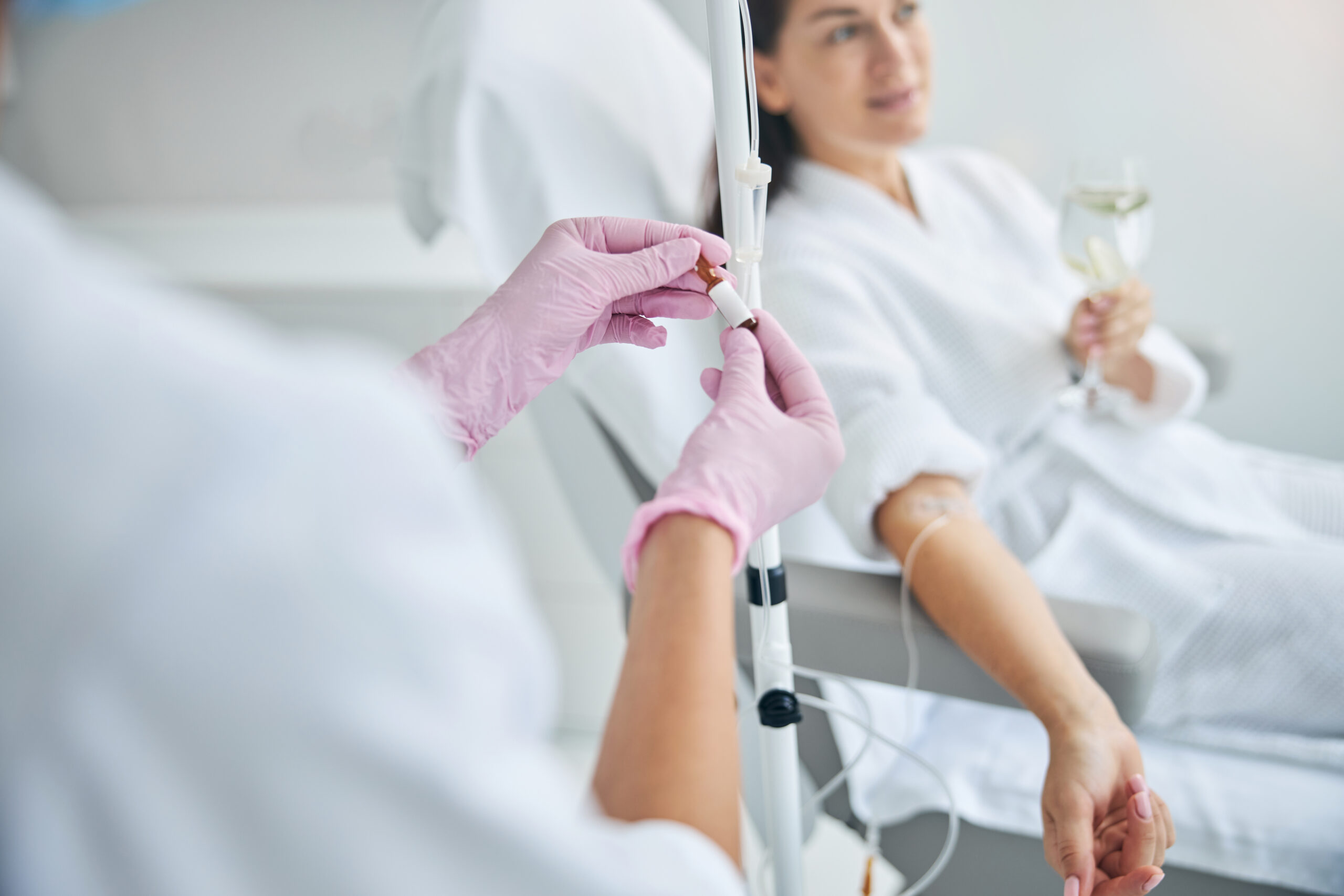 Illustration of IV therapy nutrient infusion